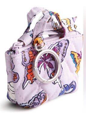 Vera Bradley Original Tote Bag Charm Key Chain for Women Lilac Wing in Flight